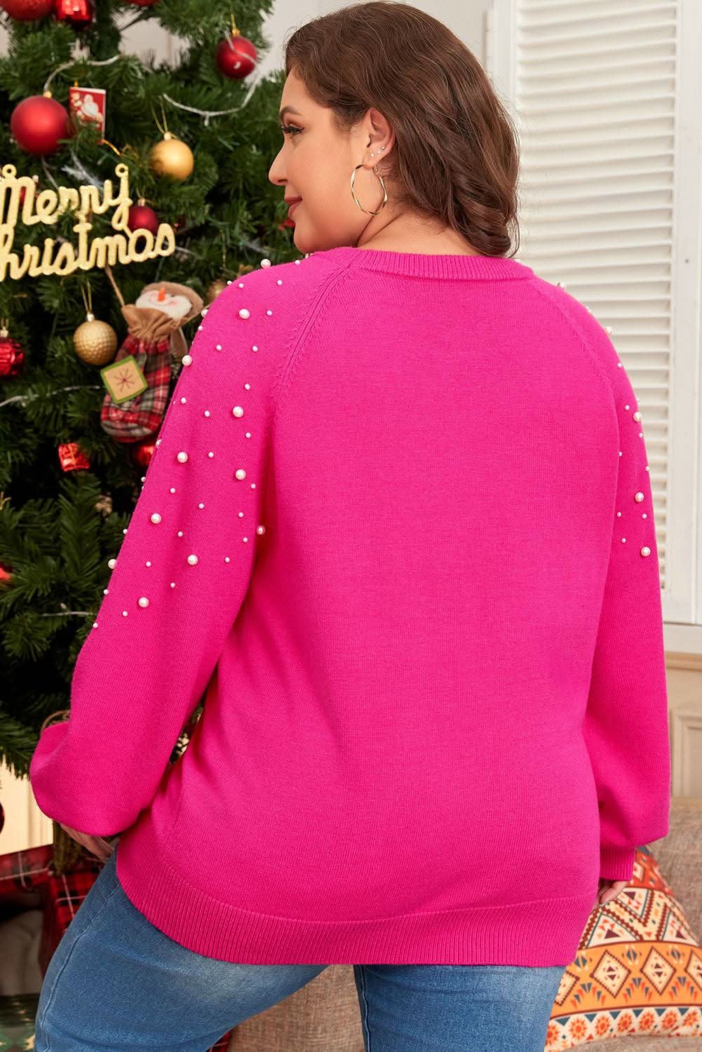 Strawberry pink plus size sweater - Love Salve